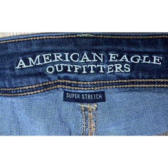 American Eagle Kick Boot Jeans Womens 10 Blue Stretch Dark Wash Denim 31x31 - Picture 3 of 7